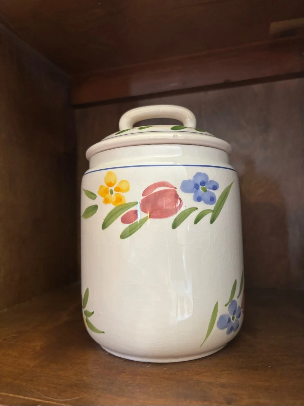 Ceramic Floral Canister Set - White with Multicolor Flowers